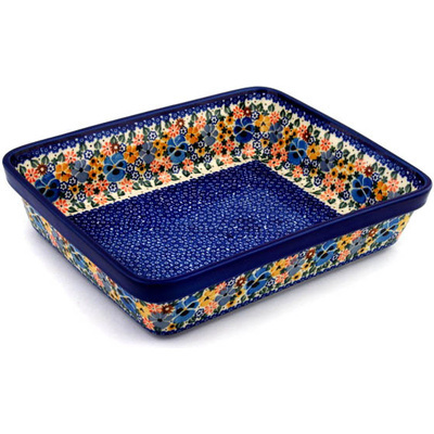 Polish Pottery Rectangular Baker 12" Spring Garden UNIKAT