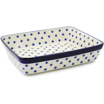 Polish Pottery Rectangular Baker 12&quot; Starburst Americana