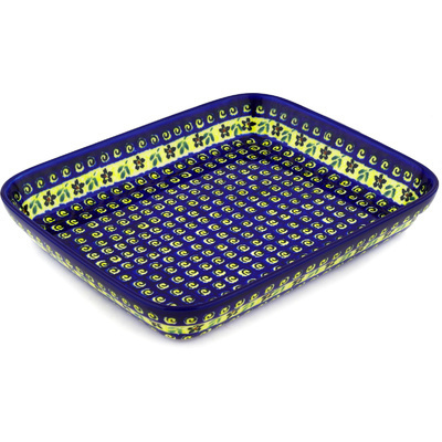 Polish Pottery Rectangular Baker 12&quot; Stargazer Fields