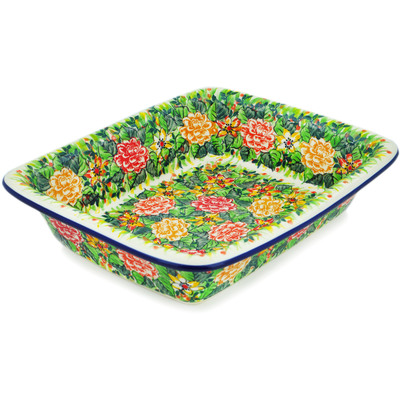 Polish Pottery Rectangular Baker 12&quot; Summer In The 60&#039;s UNIKAT