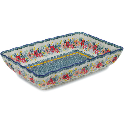 Polish Pottery Rectangular Baker 12&quot; Summer Joy UNIKAT