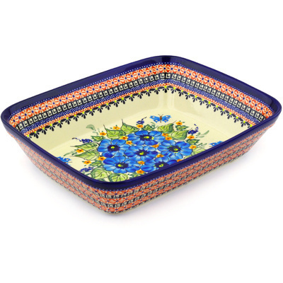 Polish Pottery Rectangular Baker 12&quot; Summer Splendor UNIKAT