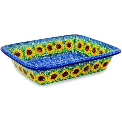 Polish Pottery Rectangular Baker 12&quot; Summer Sunnies UNIKAT