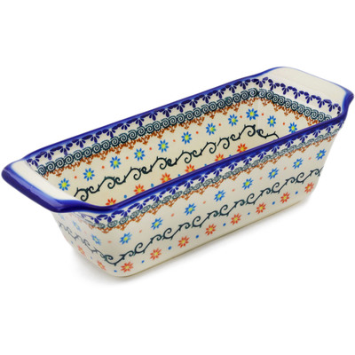 Polish Pottery Rectangular Baker 12" Sunflower Dance