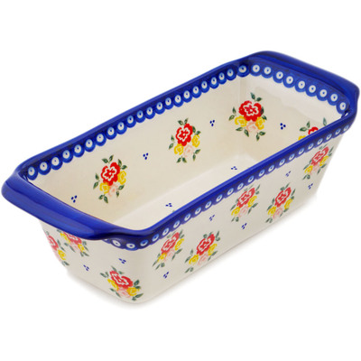 Polish Pottery Rectangular Baker 12&quot; Sunny Side Blooms