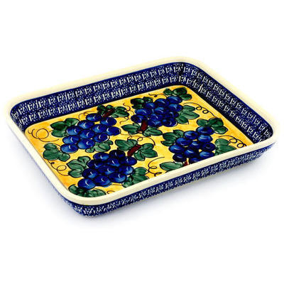 Polish Pottery Rectangular Baker 12" Tuscan Grapes
