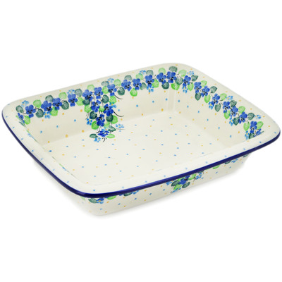 Polish Pottery Rectangular Baker 12" Waterfall Blooms