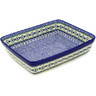 Polish Pottery Rectangular Baker 12&quot; White Daisy Dots