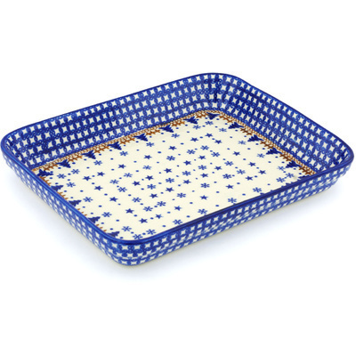 Polish Pottery Rectangular Baker 12" Winter Snow