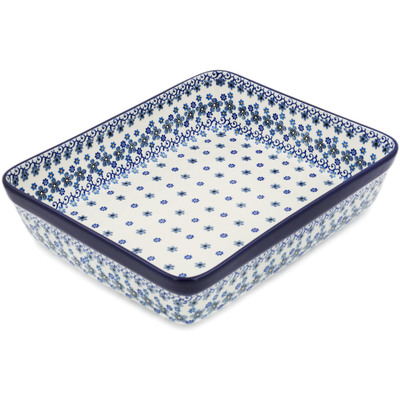 Polish Pottery Rectangular Baker 12&quot; Winter Vinery