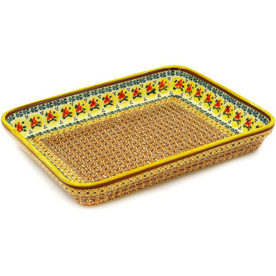 Polish Pottery Rectangular Baker 13" Autumn Festival