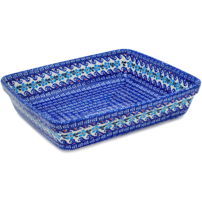 Polish Pottery Rectangular Baker 13&quot; Beach At Sunset UNIKAT