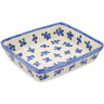 Polish Pottery Rectangular Baker 13&quot; Blue Berry Special UNIKAT