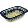 Polish Pottery Rectangular Baker 13&quot; Blue Poppy Circle UNIKAT