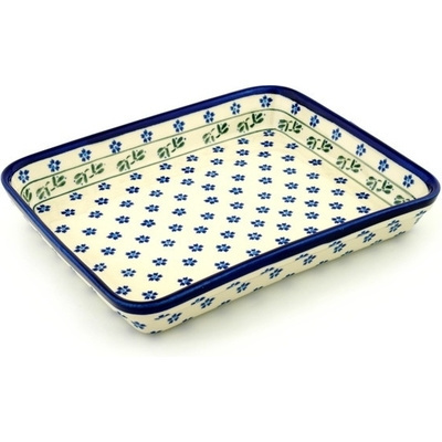 Polish Pottery Rectangular Baker 13" Daisy Field
