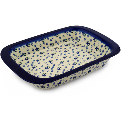 Polish Pottery Rectangular Baker 13&quot; Daisy Sprinkles