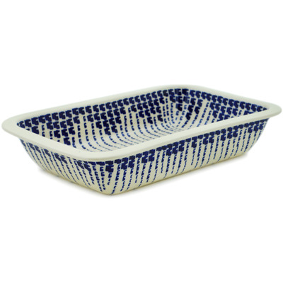 Polish Pottery Rectangular Baker 13&quot; Digital Rain UNIKAT