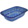 Polish Pottery Rectangular Baker 13" Fields Of Blue UNIKAT
