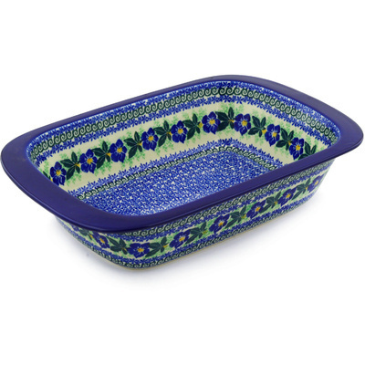 Polish Pottery Rectangular Baker 13" Infinity Flower