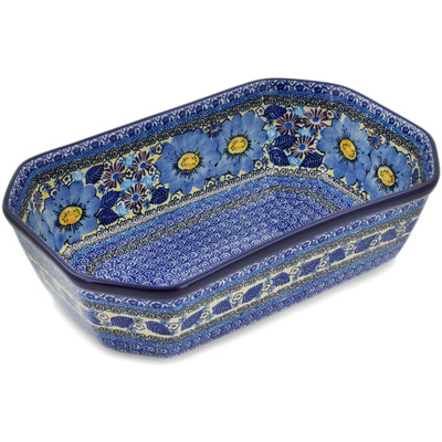 Polish Pottery Rectangular Baker 13" Joyful Meadow UNIKAT