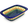 Polish Pottery Rectangular Baker 13&quot; Peach Spring Daisy