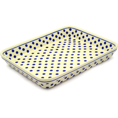 Polish Pottery Rectangular Baker 13" Polka Dot