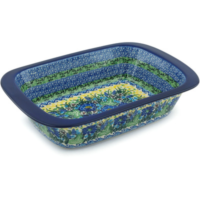 Polish Pottery Rectangular Baker 13" Splendid Meadow UNIKAT