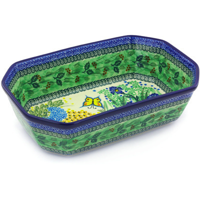 Polish Pottery Rectangular Baker 13" Spring Garden UNIKAT