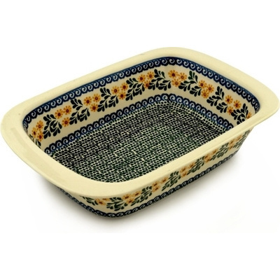 Polish Pottery Rectangular Baker 13&quot; Summer Day