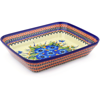 Polish Pottery Rectangular Baker 13&quot; Summer Splendor UNIKAT