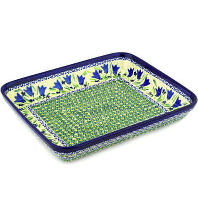 Polish Pottery Rectangular Baker 13&quot; Tulip Fields UNIKAT