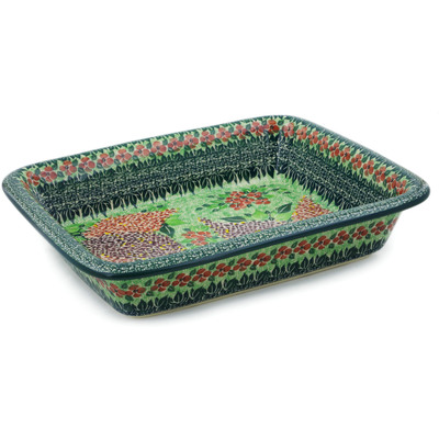 Polish Pottery Rectangular Baker 14" Berry Beautiful UNIKAT