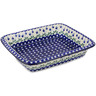 Polish Pottery Rectangular Baker 14" Bleeding Heart Peacock