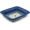 Polish Pottery Rectangular Baker 14" Blue Butterfly
