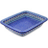 Polish Pottery Rectangular Baker 14&quot; Blue Ice