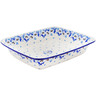 Polish Pottery Rectangular Baker 14&quot; Blue Spring