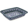 Polish Pottery Rectangular Baker 14&quot; Blue Violets