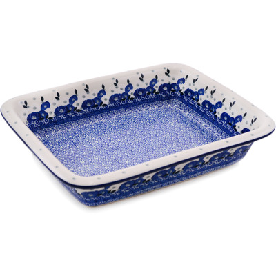 Polish Pottery Rectangular Baker 14" Eternal Winter