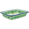 Polish Pottery Rectangular Baker 14" Evergreen Wreath