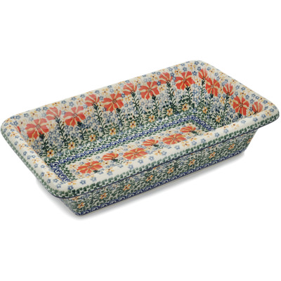 Polish Pottery Rectangular Baker 14&quot; Fire Patch UNIKAT