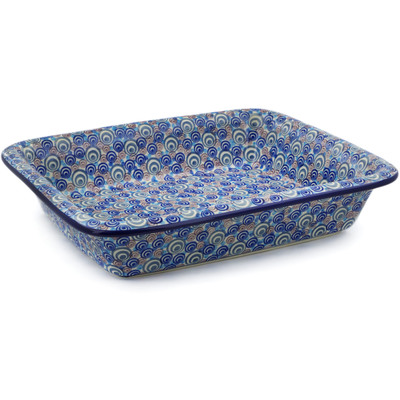 Polish Pottery Rectangular Baker 14&quot; Hypnotized UNIKAT