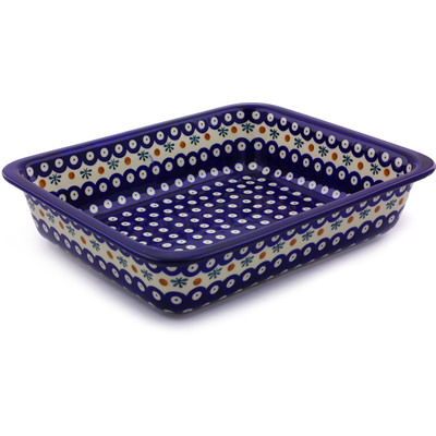 Polish Pottery Rectangular Baker 14" Mosquito