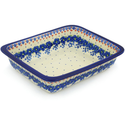 Polish Pottery Rectangular Baker 14" Passion Poppy