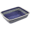 Polish Pottery Rectangular Baker 14&quot; Peacock