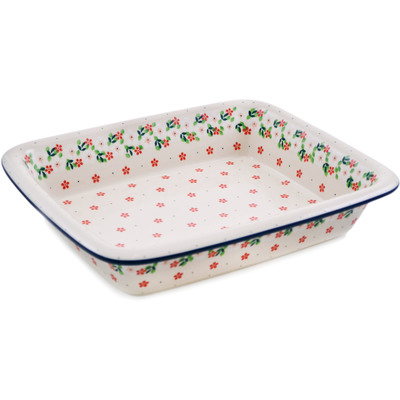 Polish Pottery Rectangular Baker 14" Rosy Cheeks