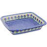 Polish Pottery Rectangular Baker 14&quot; Royal Daisy