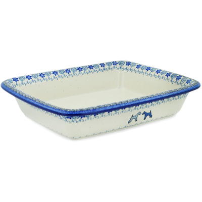 Polish Pottery Rectangular Baker 14" Schnauzer Sweetness