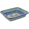 Polish Pottery Rectangular Baker 14" Spring Floral Garland UNIKAT