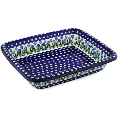 Polish Pottery Rectangular Baker 14" Springing Calendulas