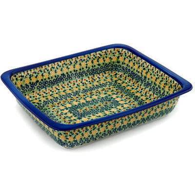 Polish Pottery Rectangular Baker 14&quot; UNIKAT